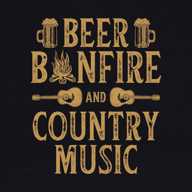 Country Music With Beer And Bonfire Musician Gift by Hasibit